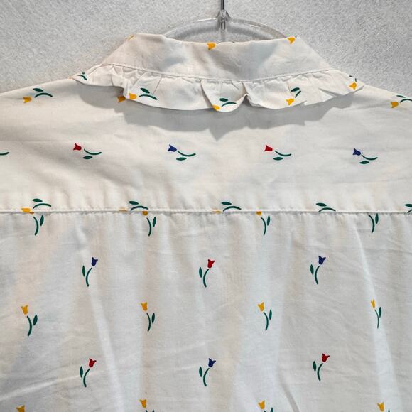 Vintage Jumpers Floral Print Cotton Blouse with Ruffle Collar romantic Sz Large - Picture 7 of 7